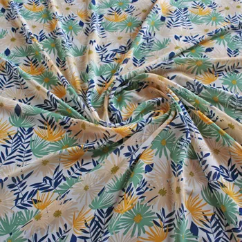 Pusės metro pavasario ir vasaros naujo dizaino gėlių lapų spausdinimo šifono audinio suknelė, sijonas motinos drabužio medžiaga T733
