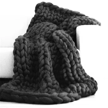 Ranka Stambusis Megzti Antklodė Storio Siūlai Merino Vilnos didelių Gabaritų Mezgimo Mesti Šiaurės Megzti Antklodės ant lovos Pūkuotas megztinis