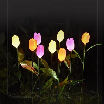 Saulės Šviesos diodų (LED Tulip Gėlių Vejos Lempos Lauko Vandeniui Sodo Parkas Maršruto Koridoriaus Vejos Dekoratyvinis Apšvietimas Saulės Lempa 1/2vnt