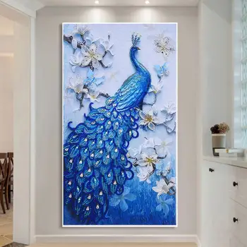 Specialios Formos Deimantų Tapybos Blue Peacock Cirkonio Nuotrauką Namų Dekoro
