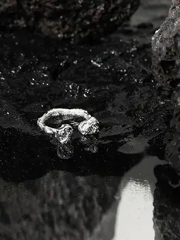 S'STEEL 925 Sterlingas Sidabro Atidaryti Žiedas Dizaino Dvigubo Kaulų Tekstūros Dovana moters Aukso Žiedus Šalies 2021 Tendencija Smulkūs Juvelyriniai dirbiniai