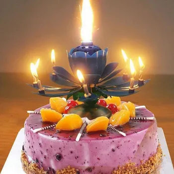 Su Gimtadieniu Nuostabi Lotus Blossom Muzikos Sukasi Žvakė Gėlė Geltona Romantiškas Dekoro Žvakės Namų Dekoro Dovana