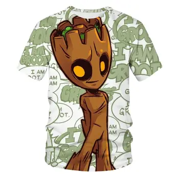 Superherojus Groot Filmo Globėjas Paukščių tako T-shirt 2021 m. Vasarą Naujas Vyrų 3D Spausdinimo Vaikų Anime T-shirt