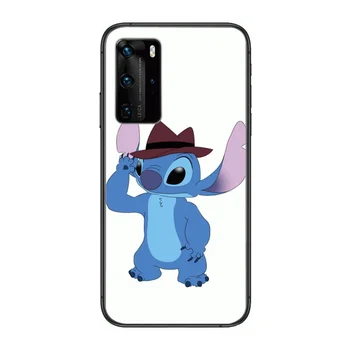 Telefono dėklas Dygsnio Disney Telefoną Atveju Huawei P 40 30 20 10 Lite Smart Z Pro Juodos spalvos Dėklu Coque Tapybos Hoesjes komiksų mada