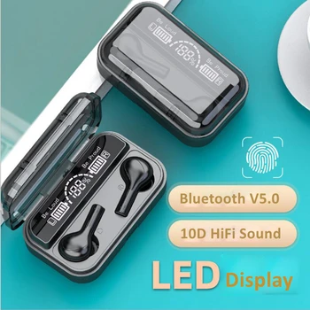 Tiesa TWS Belaidės Ausinės Bluetooth 5.0 Ausinės LED Bevielė laisvų Rankų įranga su Ranka-nemokamai HD Mikrofonas Triukšmo Slopinimo Vandeniui