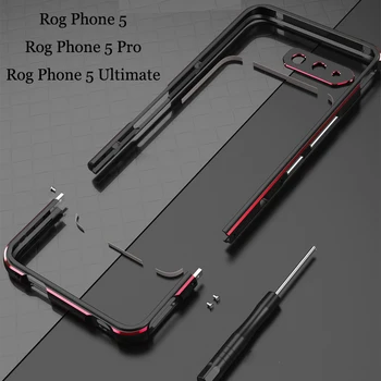 Už Asus ROG Telefonas, 5 Pro Aliuminio metalo bamperis Rėmas Plonas Dangtelis ROG 5 ROG5 telefono dėklas + Carmera Raštas ROG Telefonas, 5 Galutinis