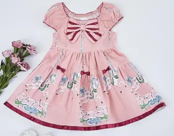 Vaikai trumpomis Rankovėmis Suknelės Kūdikių Mergaičių lankas Spausdinti Princesė Suknelė vasaros Vaikų kamuolys suknelė suknelė