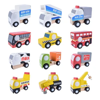 Vaikams Mini Medines Automobilių, Sunkvežimių, Lėktuvų Modelių Žaislas Montessori Spalvinga Transporto Priemonės, Žaislai, Mediniai Švietimo Modeliavimas Automobilių Apdailos Dovana