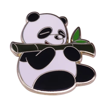 Valgyti Bambuko Panda ,Rausvos Lokys Krūva Atlapas Pin Kawaii Laukinių Gyvūnų Sagė