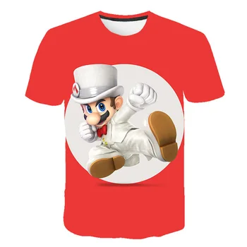 Vasaros 2021 berniukų ir mergaičių marškinėliai naujas Japonų žaidimas Mario 3D atspausdintas T-shirt vaikų orui aprangos 4T-14T