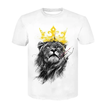 Vasaros vyriški T-shirt Naujas 3D Spausdinimo Golden Lion King Tiger Gyvūnų Serijos marškinėliai Atsitiktinis Palaidų Kvėpuojantis Berniukas Mados marškinėliai