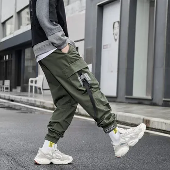Vyrų kelnės vyras hip-hop krovinių pants mens japonija stiliaus harajuku multi kišenės medvilnės sweatpants poilsiu homme