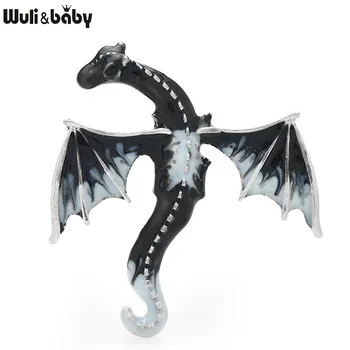Wuli&baby Emalio Dragon Sages Moterims Unisex 5-spalvotas TV Žaisti Dragon Gyvūnų Sagės, Segtukai, Dovanos