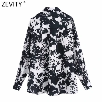 Zevity 2021 Moterų Senovinių Gyvūnų Modelio Spausdinimo Smock Palaidinė Office Ponios Atsitiktinis Marškiniai, Elegantiškos Verslo Kimono Blusas Viršūnes LS7715