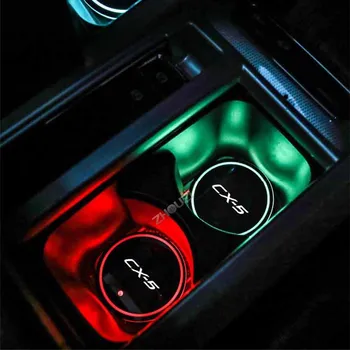 Šviesos Automobilio Taurės Miestelyje Turėtojas 7 Spalvinga USB Įkrovimo Automobilio Logotipas Led Atmosfera Šviesą 