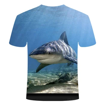 Žvejybos marškinėlius casuall stiliaus Skaitmeninis žuvų Trumpas Rankovės O-kaklo 3D print T-shirt Didysis baltasis ryklys sandbeach T-Marškinėliai Vyrams, drabužiai