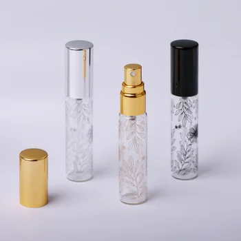 1 Vnt 10ml Nešiojamų Spausdinimo Lapų Dekoratyvinis Modelio Stiklinis Kvepalų Buteliukas Su Purkštuvu Tuščias Kosmetikos Mini Daugkartiniai Buteliai