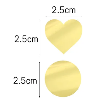 100-500Pcs Širdies formos Apvalios Šviesios Aukso Etiketės, Lipdukai Vandeniui Paketo Sandarinimo Lipdukai Studentų Kanceliarinės prekės 