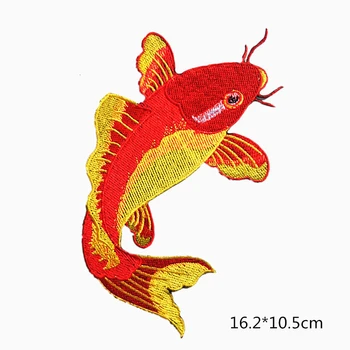 1pcs Raudona Karpis Žuvies Išsiuvinėti Pleistrai Drabužių Siuvimo, Drabužių Aplikacijos 