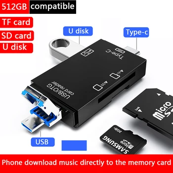2-Lizdas Atminties Kortelių Skaitytuvas Adaptador OTG USB2.0 / TIPAS-C / Micro Usb All In 1-TF, SD Kortelių Mobilusis Telefonas Adapteriai
