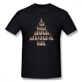 2020 Naujas Biglis Kalėdų Šuo Medžio Vyrų Pagrindinio trumpomis Rankovėmis T-Shirt Europos Dydį