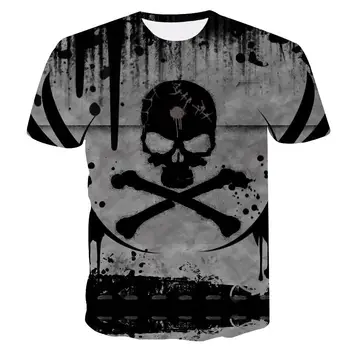 2020 naujas kaukolė vyriški laisvalaikio marškinėliai Vasaros 3D atspausdintas apvalios kaklo cool marškinėliai Gatvės mados tendencijos jaunimo hip-hop Viršūnės T-shirt