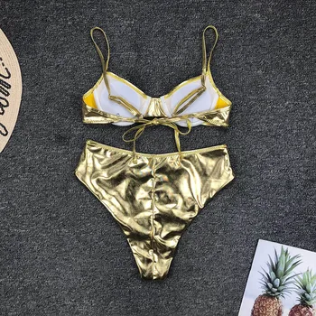 2020 Seksualių Moterų Bikini Rinkiniai, Maudymosi Kostiumėliai Serijos Vasaros Paplūdimio Drabužiai Maudymosi Kostiumą, Auksinis Maudymosi Kostiumėlis Moterims, Moteriška