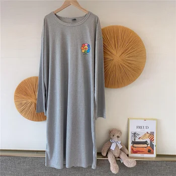 2021 Moterų Laišką Nightgowns Sleepshirts Sleepwear Atsitiktinis Prarasti Miego Marškinėliai Spausdinami Naktį Suknelė Trumpomis Rankovėmis Naktiniai Drabužiai