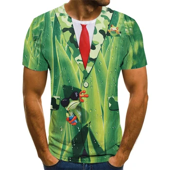 2021 Vasaros 3D Spausdinimo Striukė Tiktų Netikras Modelis T-Shirt Mados Tendencija Juokingas Berniukas Asmenybės Atsitiktinis Marškinėliai, vyriški T-Shirt