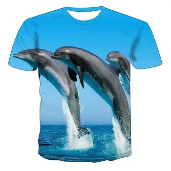 2021 vėliau kaip Delfinų fantazijos atspausdintas T-shirt vyriški laisvalaikio, žvejybos, T-marškinėliai, 3D spausdinimas O-kaklo plius dydis streetwear