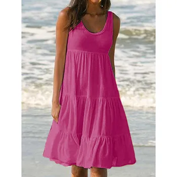 3#Moteriški Atostogų Vasarą Kietas Atsitiktinis maxi suknelės moterims vasaros suknelės Rankovių Šalies Paplūdimys Suknelė Vestidos Mujer Verano
