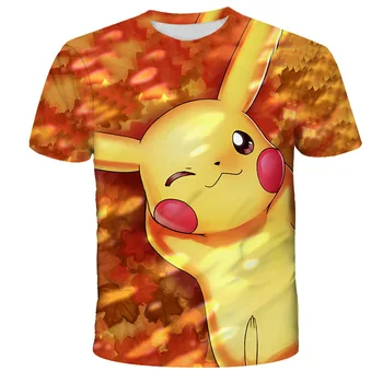 3D Atspausdintas Pokemon Serijos T-shirt Vaikų Drabužiai Laukinių Veido Atsitiktinis Vasaros trumpomis Rankovėmis Cosplay Kawaii Kūdikių marškinėliai Pokemon