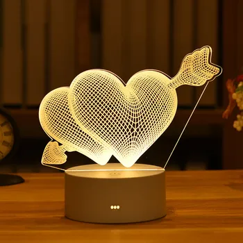 3D Meilės Lempos Širdies Akrilo LED Nakties Šviesos Dekoratyvinis Stalo Lempa Vaikams Gimtadienio, Valentino Dienos Dovanų Triušio Šviesos Velykų Dekoras