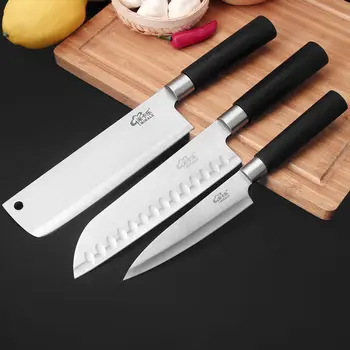 3PCS Virtuvės Peilių Rinkinys Santoku Nakiri Naudingumas Virtuvinis Peilis Patvarus Aštriais Ašmenimis Japonijos Cleaver Nustatyti Daržovių Kepimo Įrankiai