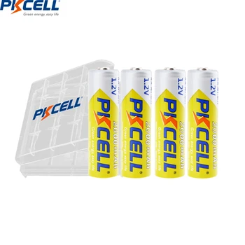 4PC PKCELL 2A 2000mAh 1.2 V AA Baterijos NI-MH AA tipo Įkraunamos Baterijos Bateria Baterias su 1PC Baterija dėžutę žibintuvėlį žaislai