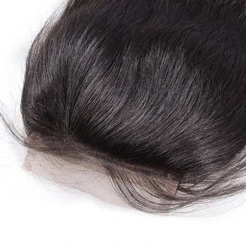 4x4 Uždarymo Tiesūs Plaukai, Skaidrus Nėriniai Priekinės Brazilijos Žmogaus Plaukų Su Kūdikio Plaukų Šveicarijos Nėrinių Remy Plaukų, Juoda Moterų