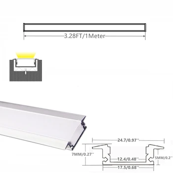 5/10-Pack 1 Metras 40Inch Įleidžiamas LED Aliuminio Profilis Su Pieniškas Difuzorius,12V/24V Juostelės Įterptųjų Montavimo Kanalų stebėjimo Sistema