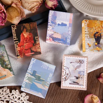 50 Vnt Derliaus Stamp Stiliaus Lipdukas Rinkinys Van Gogh Monet Paveikslą 