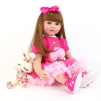 60cm Silikono Reborn Baby Doll Minkšto Vinilo Naujagimių Princesė Gyvas Mergina Boneca Žaisti Žaislų Namai