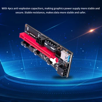 6pcs Naujausias VER009 USB 3.0 PCI-E Riser VER 009S Express1X 4x 8x 16x Extender Stovo Adapteris Kortelės SATA 15pin 6 pin Maitinimo Kabelis