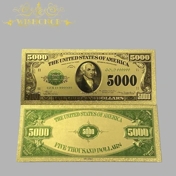 7pcs/set Gražus Amerikoje Banknotų 500 1000 5000 100000 1 Mln. 1 Mlrd. eurų vertės Aukso Banknotų į 24k Auksu Surinkimo