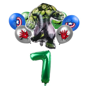 8Pcs Keršytojas Super Herojus Hulk Folija Balionai Žalia Skaičių Šalis Pripučiami Galvos Balionas Gimtadienio Dekoracija Vaikų Žaislai 