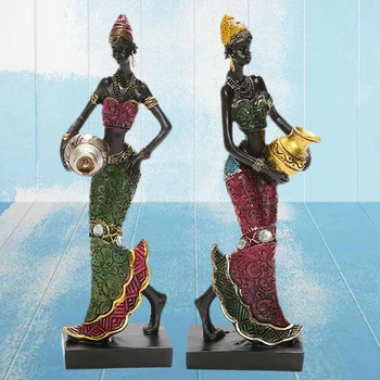 Afrikos Statulėlės Moterų Paveikslas Meno Kūrinys, Namų Stalo Stovi Papuošalai