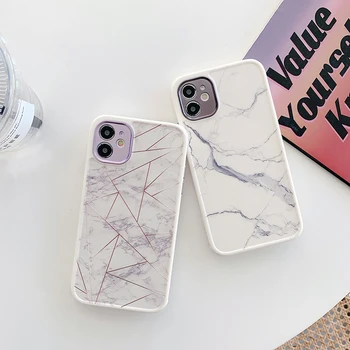 Aikštės Krašto Matinis Akvarelės Meno Telefono dėklas Skirtas iPhone 11 12 Pro X XR XS Max SE 2020 7 8 Plius Rožinė, Violetinė Minkštas Silikoninis Dangtelis