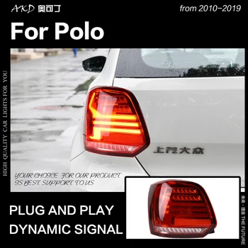 AKD Automobilių Stilius VW Polo Uodegos Šviesos 2010-2019 Polo LED Uodega Lempos LED DRL Dinaminio Stabdžio Signalas Atbulinės auto Priedai