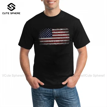 Amerikos Vėliavos T-Shirt Pagrindinis Mielas Medvilnės Marškinėliai Grafinis Trumpas Rankovės Marškinėliai, Vyras Plius dydis