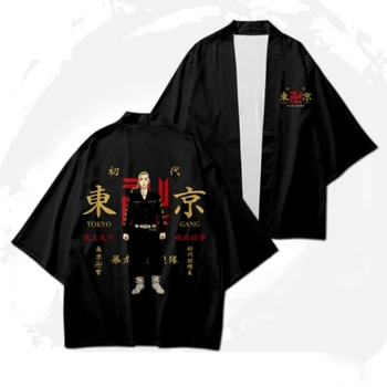 Anime Tokyo Keršytojas Cosplay T-shirt Apsiaustą Draken Manji Gauja Vasarą Haori Kimono Tee Vyrams Trumpas rankovė