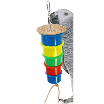 Atsitiktinės Spalvos Papūga Paukštis Narve Finansuojančiojo Plastiko Maitinimosi Žaislai Pet Gydyti Kramtyti Žaislas Padeda Vystyti Savo Intelektą