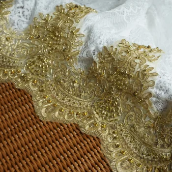 Aukštis 28cm, 5 Metrų Aukso nėrinių apdaila turtingas aukso duobute nėrinių nėriniai siuvinėjimo sienų apdailos nėriniai kostiumų, chalatai prabanga!