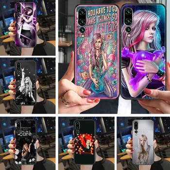 Avril gražus dainininkas Lavigne Telefoną atveju Huawei P Mate P10 P20 30 P40 10 20 Smart Z Pro Lite 2019 juoda tendencija Etui tpu